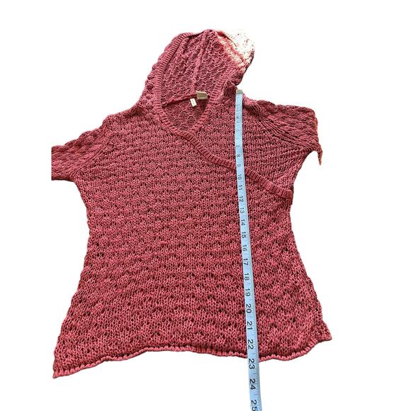 Anthropologie Moth Pink Knit Brat Cozy Hooded Pullover Sweater Size Medium - Picture 9 of 9